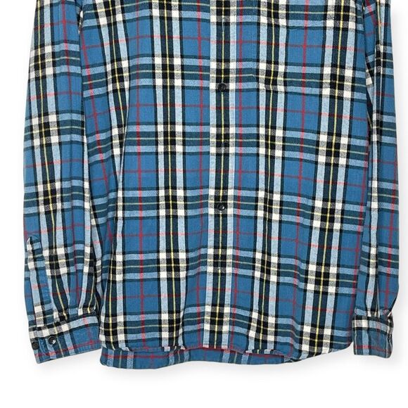 L.L. Bean Flannel Shirt Blue Traditional Fitted Plaid Button Down Men’s Size Med - Picture 4 of 8